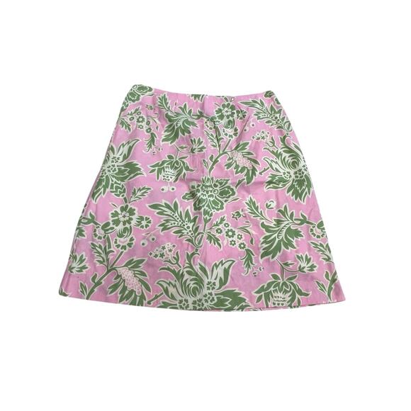 VTG A-Line Skirt Handmade Green Pink Floral Preppy Zip Closure READ - Picture 1 of 5